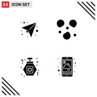 Stock Vector Icon Pack of 4 Line Signs and Symbols for message party send weather mobile Editable Vector Design Elements