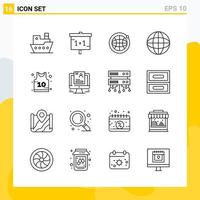 Collection of 16 Universal Line Icons Icon Set for Web and Mobile Creative Black Icon vector background