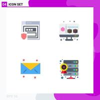 4 User Interface Flat Icon Pack of modern Signs and Symbols of gdpr email storage computer server Editable Vector Design Elements