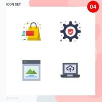 conjunto de 4 iconos modernos de la interfaz de usuario signos de símbolos para la configuración de compra de imágenes de ventas cargar elementos de diseño vectorial editables vector