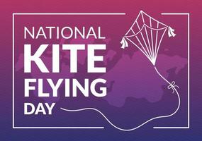 National Kite Flying Day on February 8 of Sunny Sky Background in Kids Summer Leisure Activity in Flat Cartoon Hand Drawn Templates Illustration vector
