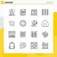 Collection of 16 Universal Line Icons Icon Set for Web and Mobile Creative Black Icon vector background