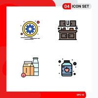 Universal Icon Symbols Group of 4 Modern Filledline Flat Colors of circle milk setting eat buttle Editable Vector Design Elements