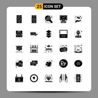25 Thematic Vector Solid Glyphs and Editable Symbols of imac monitor like computer science Editable Vector Design Elements