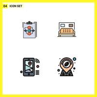 4 iconos creativos signos y símbolos modernos del flujo de trabajo del dormitorio del portapapeles elementos de diseño vectorial editables de Internet vector