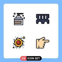 Stock Vector Icon Pack of 4 Line Signs and Symbols for cleaning black hole product memory finger Editable Vector Design Elements