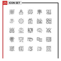 Group of 25 Modern Lines Set for care focus chemical target search Editable Vector Design Elements