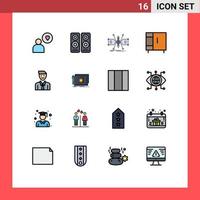 Modern Set of 16 Flat Color Filled Lines Pictograph of executive wardrobe constructing home appliances furniture Editable Creative Vector Design Elements