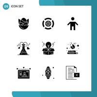 9 Creative Icons Modern Signs and Symbols of creative heart dollar flask people Editable Vector Design Elements