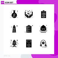 Set of 9 Modern UI Icons Symbols Signs for document clean check cleaning list Editable Vector Design Elements
