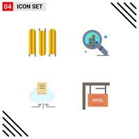 Stock Vector Icon Pack of 4 Line Signs and Symbols for document notebook design cloud hanging Editable Vector Design Elements