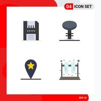 Set of 4 Modern UI Icons Symbols Signs for devices geo floppy furniture star Editable Vector Design Elements