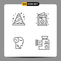 4 Black Icon Pack Outline Symbols Signs for Responsive designs on white background 4 Icons Set vector