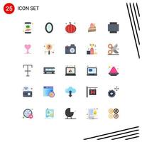 25 Flat Color concept for Websites Mobile and Apps egg dessert mirror cake harvest Editable Vector Design Elements