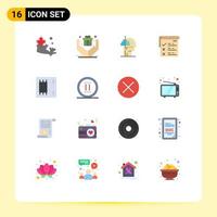 User Interface Pack of 16 Basic Flat Colors of electronics chip catch qa testing Editable Pack of Creative Vector Design Elements