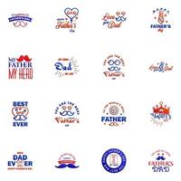 16 Blue and red Happy Fathers Day Design Collection A set of twelve brown colored vintage style Fathers Day Designs on light background Editable Vector Design Elements