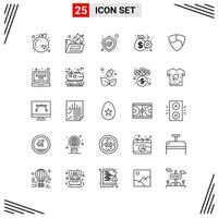 25 iconos estilo de línea cuadrícula basada en símbolos de contorno creativo para el diseño de sitios web signos de icono de línea simple aislados en fondo blanco 25 conjunto de iconos fondo de vector de icono negro creativo
