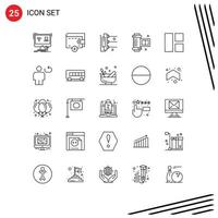 Line Pack of 25 Universal Symbols of image collage factory camera roll film ancient camera roll Editable Vector Design Elements