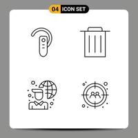 Stock Vector Icon Pack of 4 Line Signs and Symbols for accessory internet connectivity headphone recycle network Editable Vector Design Elements