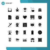 Modern Set of 25 Solid Glyphs Pictograph of file science trophy chemistry lab Editable Vector Design Elements