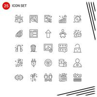 Group of 25 Modern Lines Set for bell statistics chinese growth search Editable Vector Design Elements