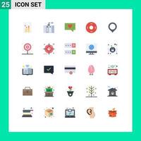 Group of 25 Flat Colors Signs and Symbols for map symbols power symbolism cosmos Editable Vector Design Elements