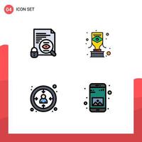 User Interface Pack of 4 Basic Filledline Flat Colors of file customer surveillance trophy user Editable Vector Design Elements