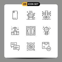 9 Creative Icons Modern Signs and Symbols of first position award spa technology molecule Editable Vector Design Elements