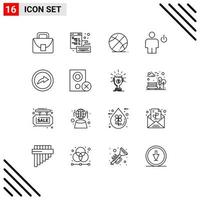 Modern Set of 16 Outlines and symbols such as export human basketball energy avatar Editable Vector Design Elements
