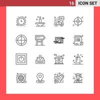 16 Universal Outline Signs Symbols of bulls eye scope controller reticle crosshair Editable Vector Design Elements