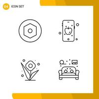 4 Icon Set Line Style Icon Pack Outline Symbols isolated on White Backgound for Responsive Website Designing vector