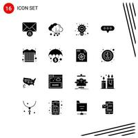 Modern Set of 16 Solid Glyphs Pictograph of money banking bulb sports wear sports clothing Editable Vector Design Elements