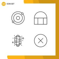 Line Pack of 4 Universal Symbols of atom new building mosque error Editable Vector Design Elements