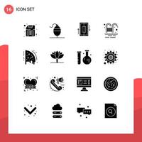 Modern Set of 16 Solid Glyphs Pictograph of food birthday synchronization park swimming pool Editable Vector Design Elements