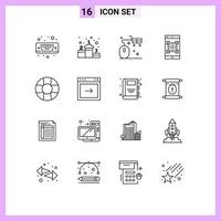 Pack of 16 creative Outlines of help scan cart qr code Editable Vector Design Elements