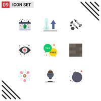 Editable Vector Line Pack of 9 Simple Flat Colors of market business thermometer work construction Editable Vector Design Elements