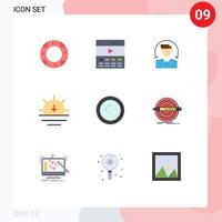 conjunto de 9 iconos de interfaz de usuario modernos símbolos signos para cocinar tiempo usuario puesta de sol naturaleza elementos de diseño vectorial editables vector
