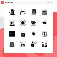 Solid Glyph Pack of 16 Universal Symbols of crosshair test book chemistry online Editable Vector Design Elements