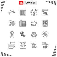 16 Icons Line Style Grid Based Creative Outline Symbols for Website Design Simple Line Icon Signs Isolated on White Background 16 Icon Set Creative Black Icon vector background