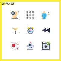 9 Thematic Vector Flat Colors and Editable Symbols of heart lemon avatar juice water Editable Vector Design Elements