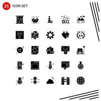 Pack of 25 Modern Solid Glyphs Signs and Symbols for Web Print Media such as box cloud business camping optometrist Editable Vector Design Elements