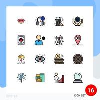 conjunto de 16 iconos de interfaz de usuario modernos símbolos signos para controles canadá jardín celular tierra elementos de diseño de vectores creativos editables