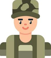 soldado, plano, icono vector