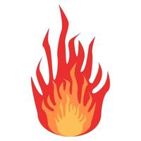 Fire. Bright burning elements. Colorful vector illustration on a white background.