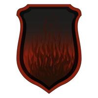 Shield with Flame in realistic style. Icon template. Logo design. Colorful vector illustration on a white background.