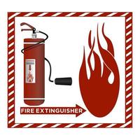 Fire extinguisher Sign board in realistic style. Colorful vector illustration on a white background.