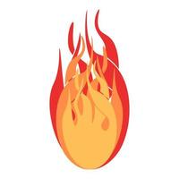 Fireball. Bright burning elements. Colorful vector illustration on a white background.