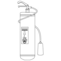 Fire extinguisher in line art style. Colorful vector illustration on a white background.