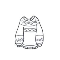 Sweater. Warm woolen pullover. Winter clothing. Doodle cartoon illustration vector