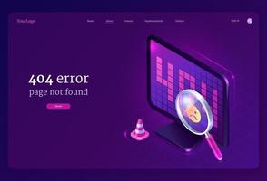 Vector banner with 404 error, page not found